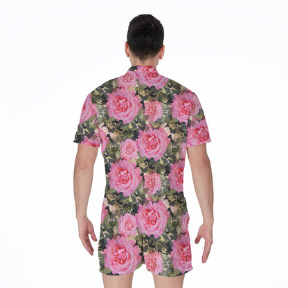 Military Camouflage Flower Pattern Print Men's Rompers