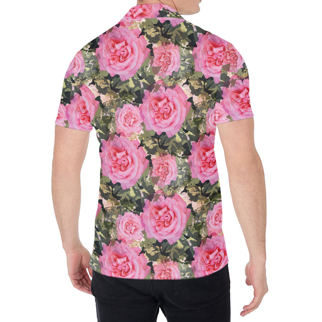 Military Camouflage Flower Pattern Print Men's Shirt