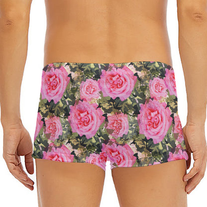 Military Camouflage Flower Pattern Print Men's Short Boxer Briefs