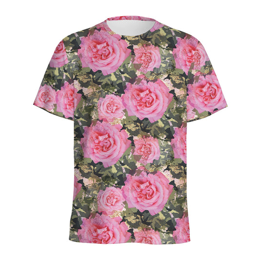 Military Camouflage Flower Pattern Print Men's Sports T-Shirt