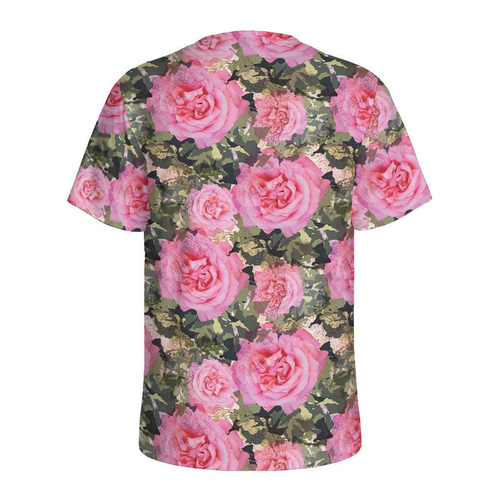 Military Camouflage Flower Pattern Print Men's Sports T-Shirt