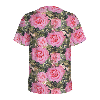 Military Camouflage Flower Pattern Print Men's Sports T-Shirt
