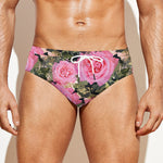 Military Camouflage Flower Pattern Print Men's Swim Briefs
