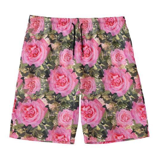 Military Camouflage Flower Pattern Print Men's Swim Trunks