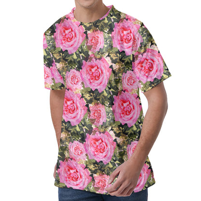 Military Camouflage Flower Pattern Print Men's Velvet T-Shirt