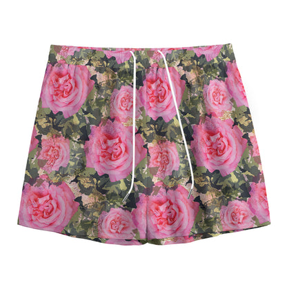 Military Camouflage Flower Pattern Print Mesh Shorts