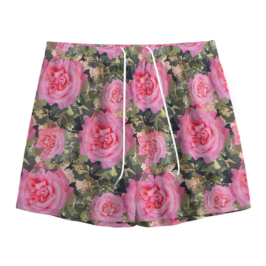 Military Camouflage Flower Pattern Print Mesh Shorts