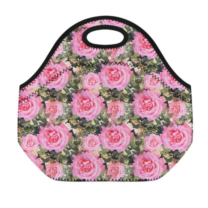 Military Camouflage Flower Pattern Print Neoprene Lunch Bag