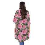 Military Camouflage Flower Pattern Print Open Front Beach Cover Up