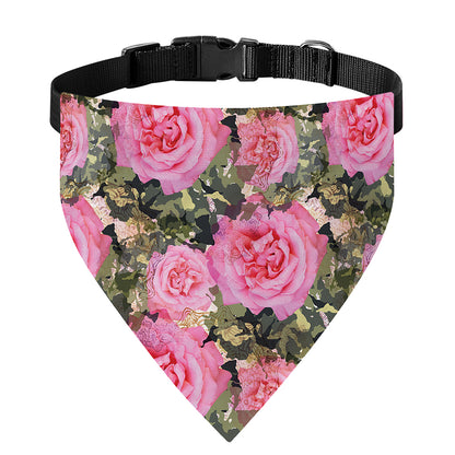 Military Camouflage Flower Pattern Print Over The Collar Dog Bandana