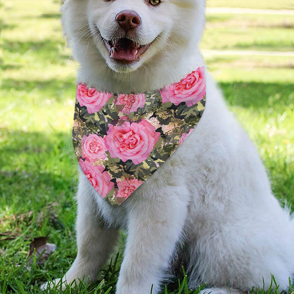 Military Camouflage Flower Pattern Print Over The Collar Dog Bandana