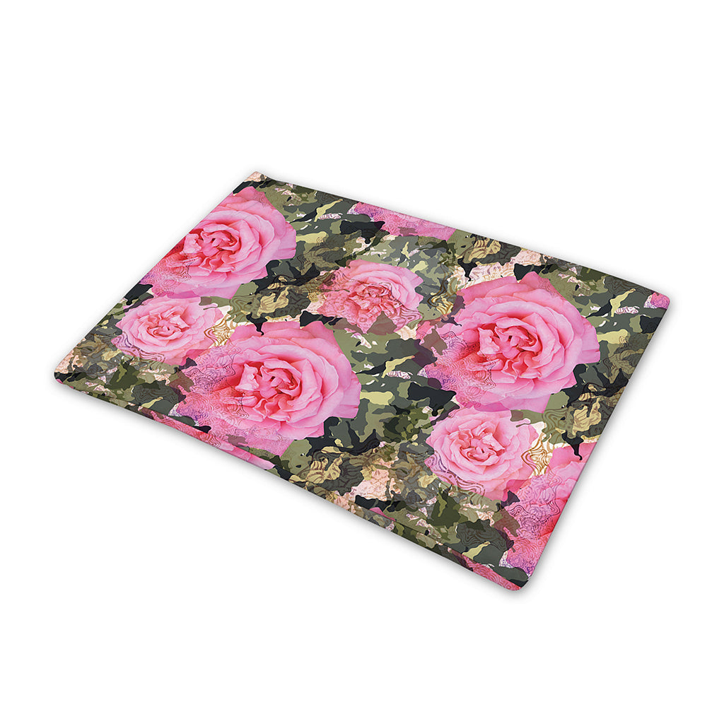 Military Camouflage Flower Pattern Print Pet Cooling Mat Cover