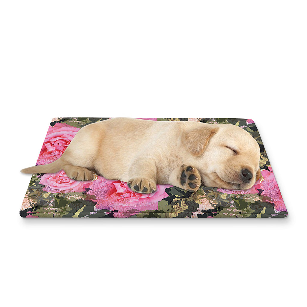 Military Camouflage Flower Pattern Print Pet Cooling Mat Cover