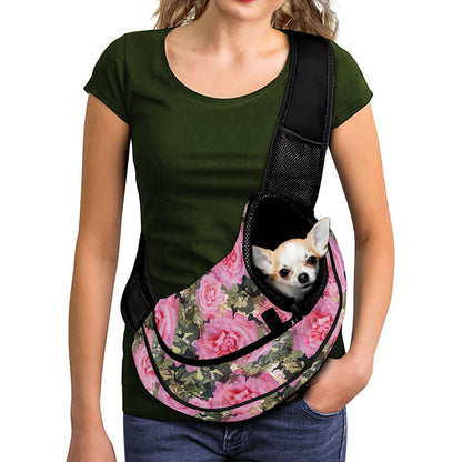 Military Camouflage Flower Pattern Print Pet Sling Carrier