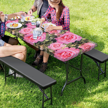 Military Camouflage Flower Pattern Print Picnic Table Cover