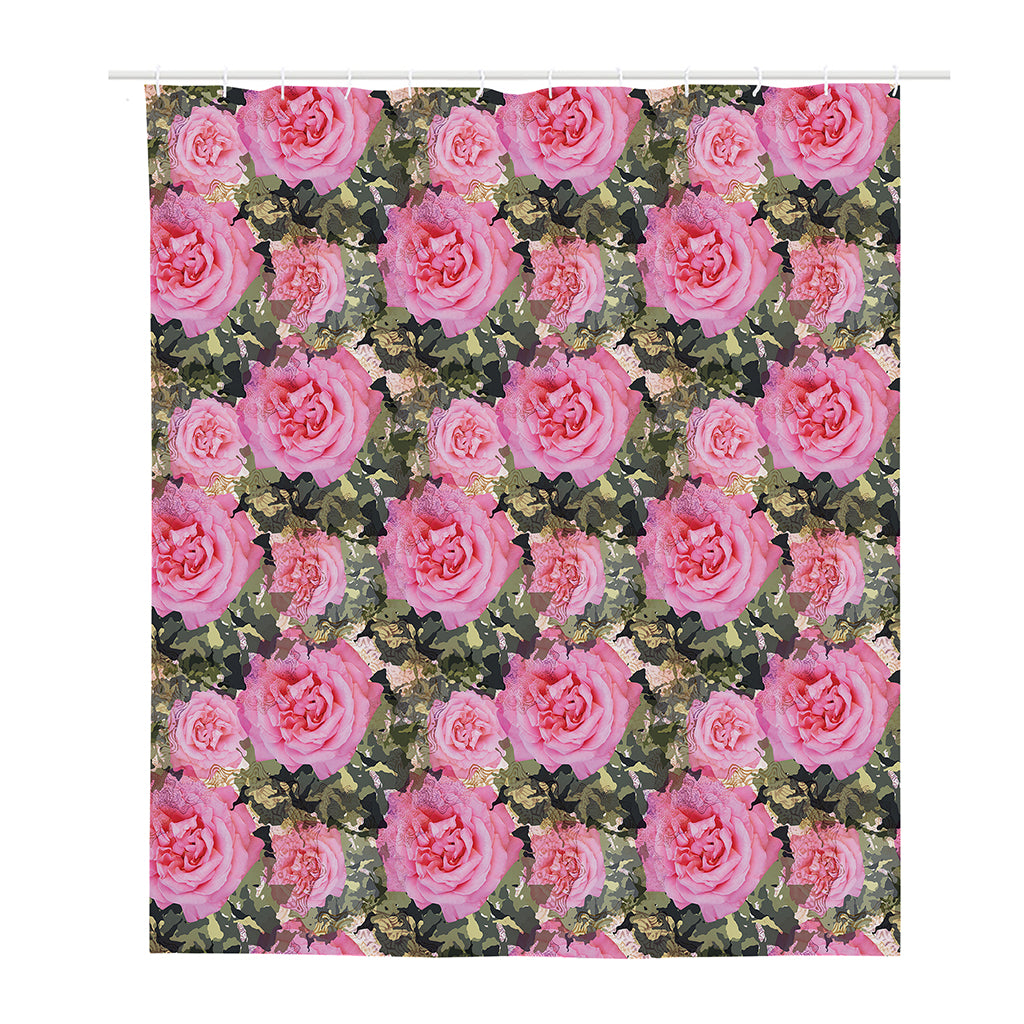 Military Camouflage Flower Pattern Print Polyester Shower Curtain