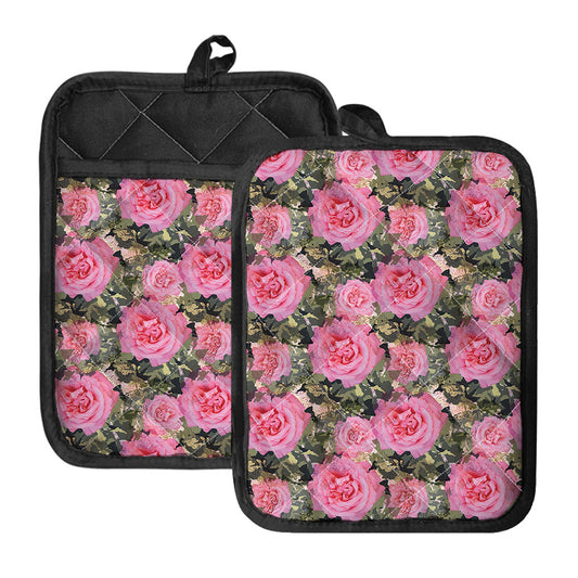 Military Camouflage Flower Pattern Print Pot Holders With Pocket