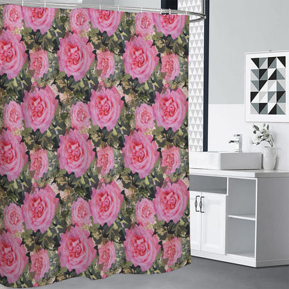 Military Camouflage Flower Pattern Print Premium Shower Curtain