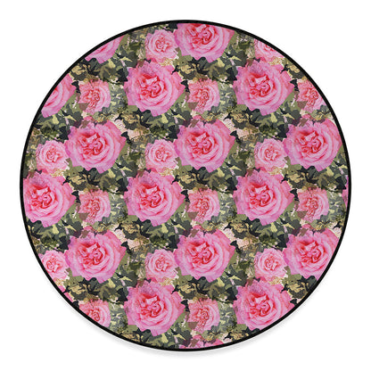 Military Camouflage Flower Pattern Print Round Floor Mat