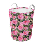 Military Camouflage Flower Pattern Print Round Laundry Basket