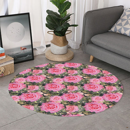 Military Camouflage Flower Pattern Print Round Rug