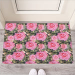 Military Camouflage Flower Pattern Print Rubber Doormat