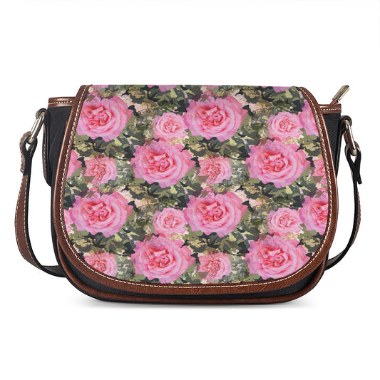 Military Camouflage Flower Pattern Print Saddle Bag