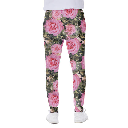 Military Camouflage Flower Pattern Print Scuba Joggers