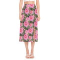 Military Camouflage Flower Pattern Print Side Slit Midi Skirt