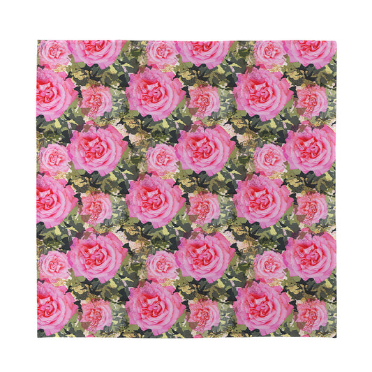 Military Camouflage Flower Pattern Print Silk Bandana