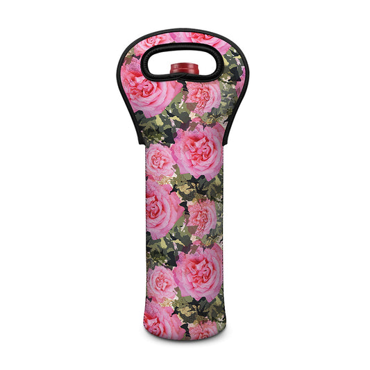 Military Camouflage Flower Pattern Print Single Neoprene Wine Tote