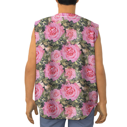 Military Camouflage Flower Pattern Print Sleeveless Baseball Jersey
