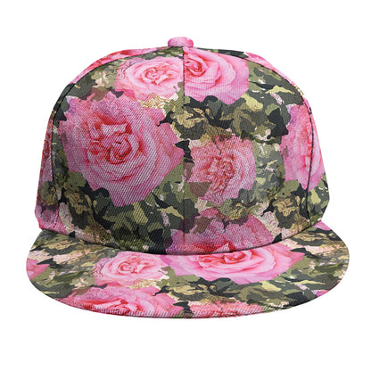 Military Camouflage Flower Pattern Print Snapback Cap