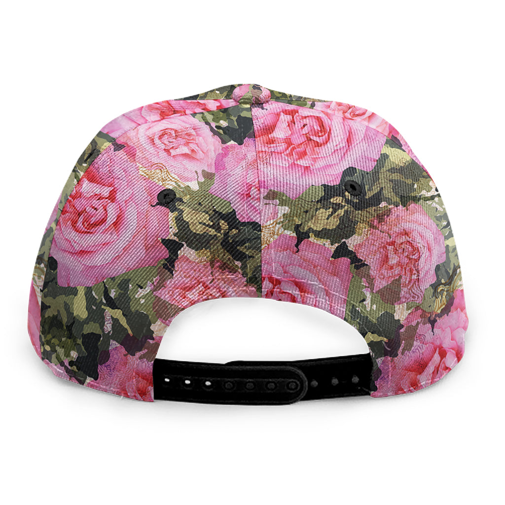 Military Camouflage Flower Pattern Print Snapback Cap