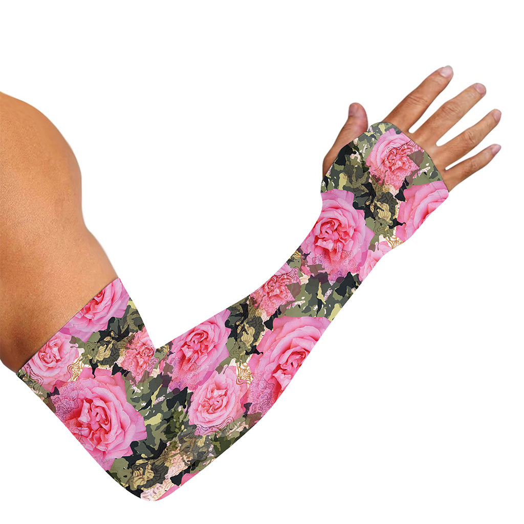 Military Camouflage Flower Pattern Print Sun Protection Arm Sleeves