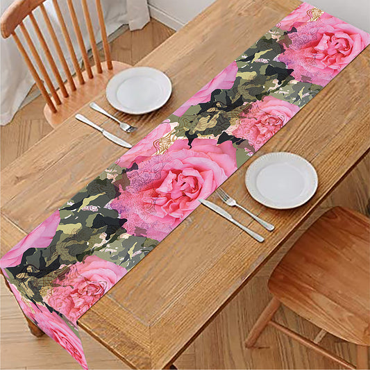 Military Camouflage Flower Pattern Print Table Runner