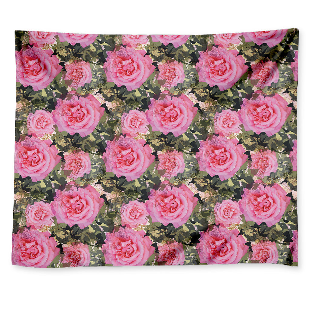 Military Camouflage Flower Pattern Print Tapestry