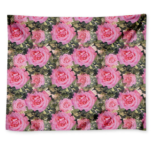 Military Camouflage Flower Pattern Print Tapestry