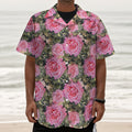 Military Camouflage Flower Pattern Print Textured Short Sleeve Shirt