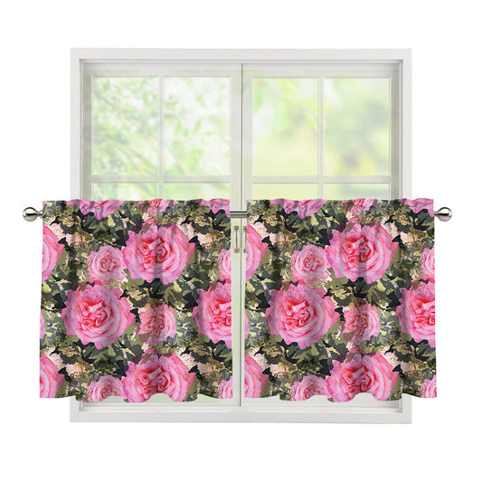 Military Camouflage Flower Pattern Print Tier Curtains