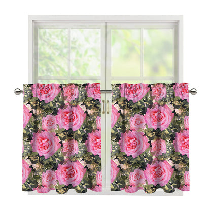 Military Camouflage Flower Pattern Print Tier Curtains