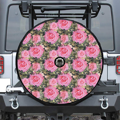 Military Camouflage Flower Pattern Print Tire Cover With Camera Hole