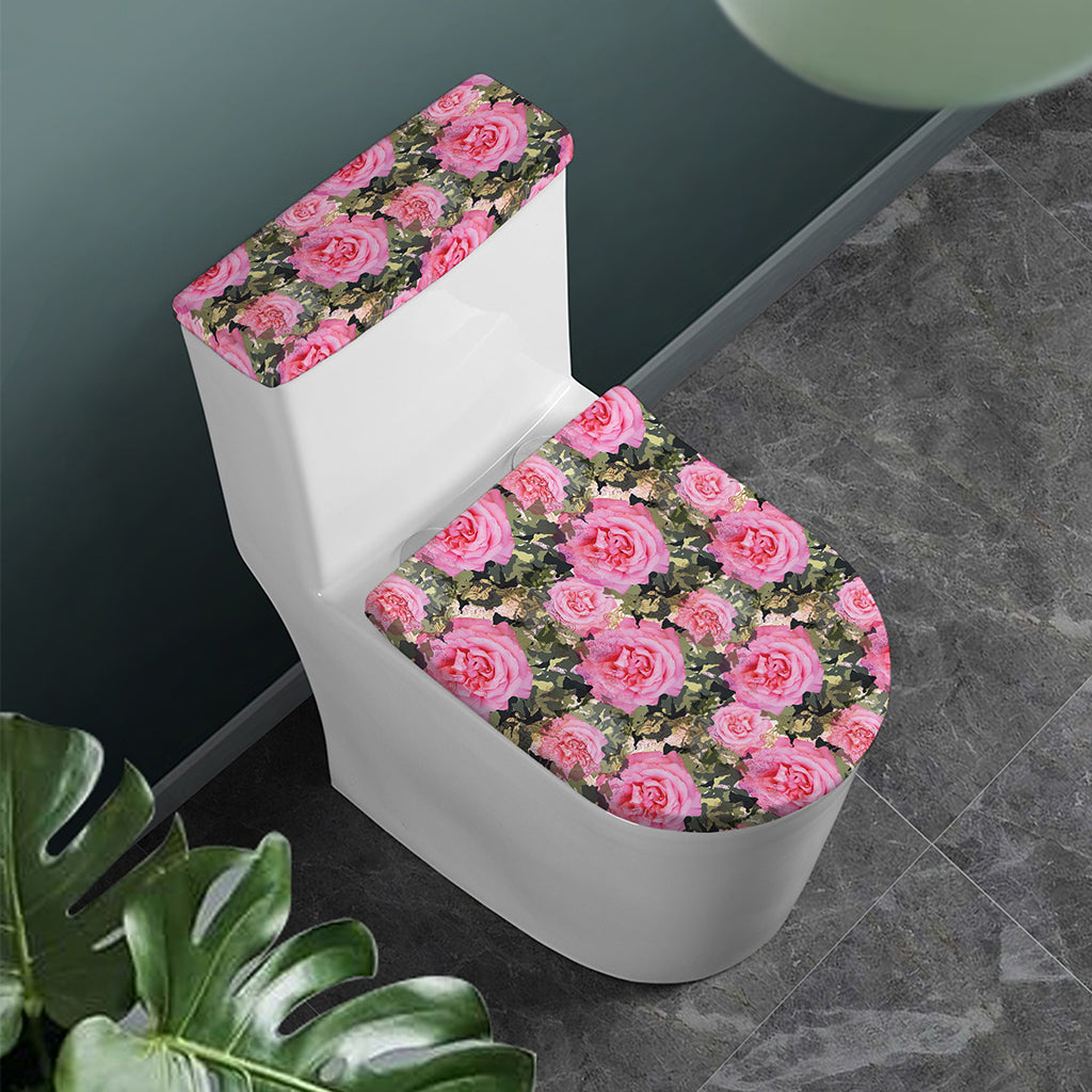 Military Camouflage Flower Pattern Print Toilet Lid And Tank Cover Set