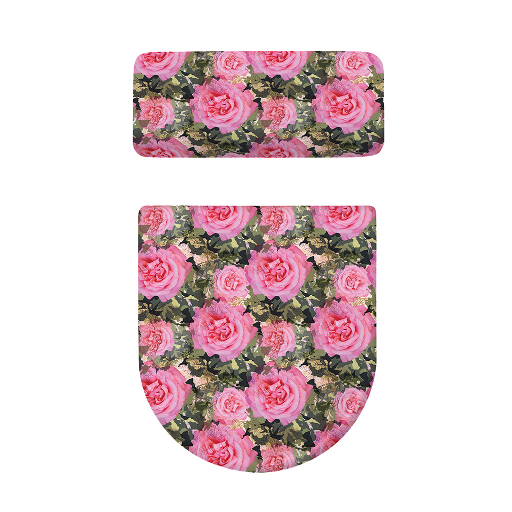 Military Camouflage Flower Pattern Print Toilet Lid And Tank Cover Set