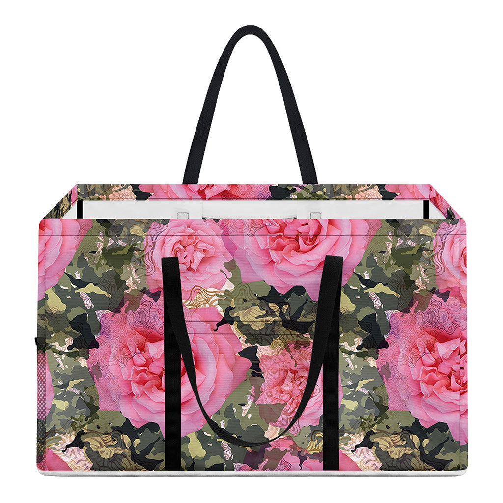 Military Camouflage Flower Pattern Print Utility Tote Bag