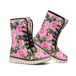 Military Camouflage Flower Pattern Print Winter Boots
