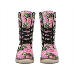Military Camouflage Flower Pattern Print Winter Boots