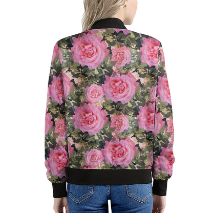 Military Camouflage Flower Pattern Print Women's Bomber Jacket