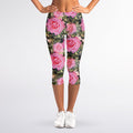 Military Camouflage Flower Pattern Print Women's Capri Leggings