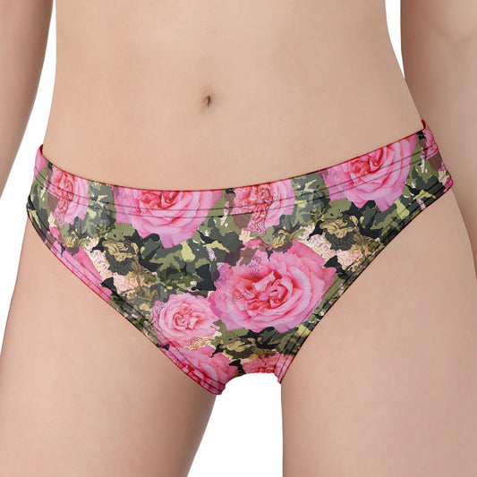 Military Camouflage Flower Pattern Print Women's Panties